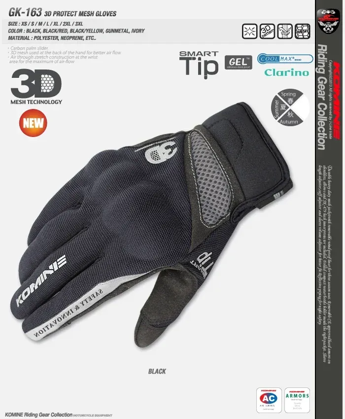 

Komine GK 163 летние защитные мотоциклетные перчатки с 3D сеткой, мотоциклетные перчатки для мотокросса