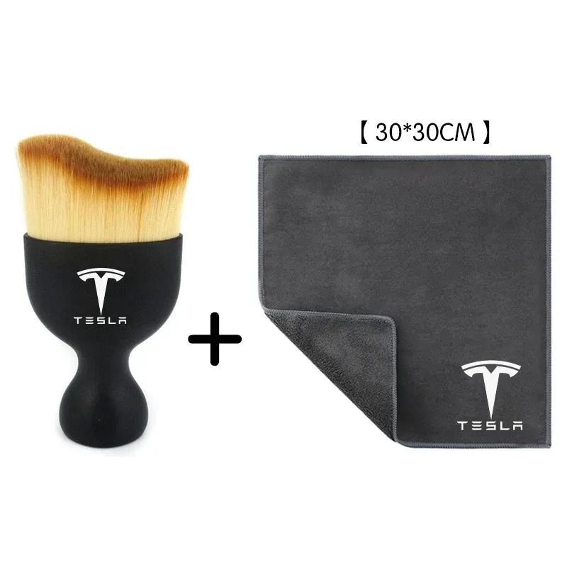 

Suede Fleece Microfiber Towel Car Cleaning Rag Cloth with brush For Tesla Model 3 Model X Model S Model Y Auto Accessories