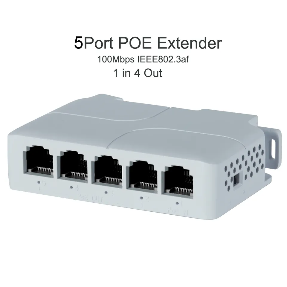 

5 портов удлинитель POE 90 Вт 10/100 Мбит/с 1в4 из 100 метров сетевого переключателя с IEEE802.3af для IP-камеры NVR переключателя PoE