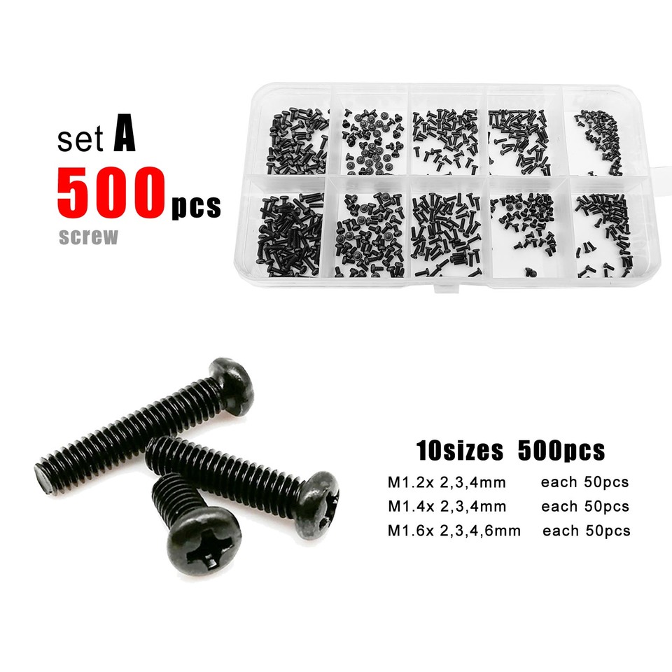

400/500/1010/2100X M1.2 M1.4 M1.6 M2 M2.5 M3 M4 черный мини микро крестообразный Набор круглых строительных гаек в ассортименте