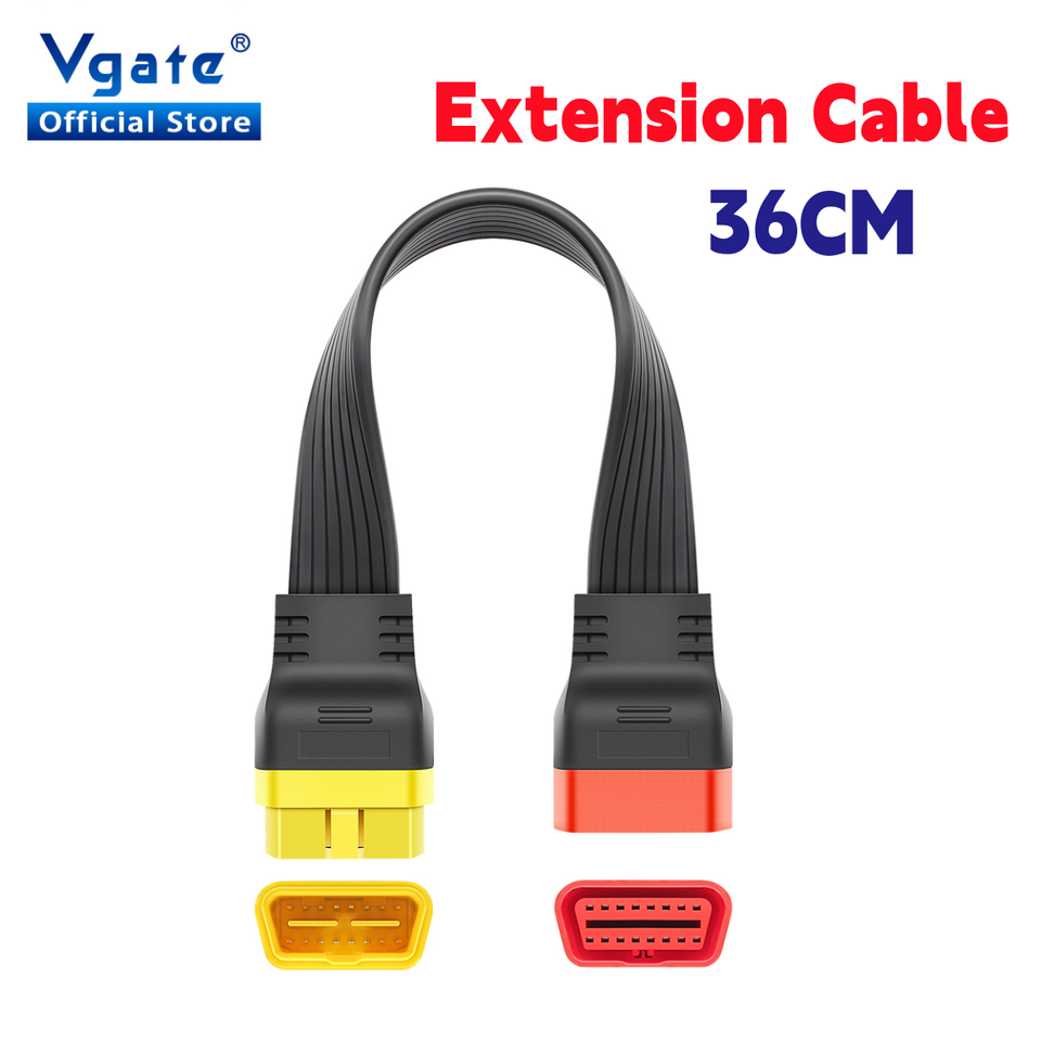

Vgate 36 см 16-контактный штекер-гнездо OBD2 16-контактный разъем Удлинительный кабель Универсальный OBDII OBD 2 для Автосканера Thinkdiag 2