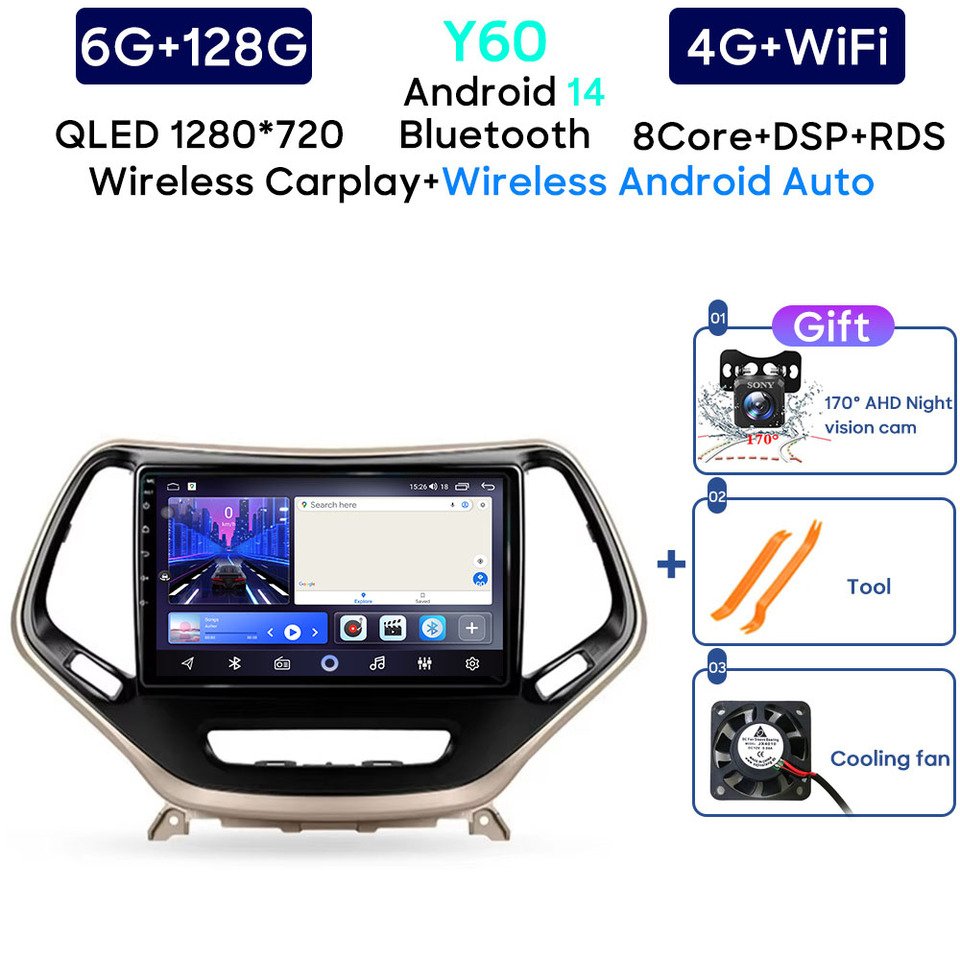 

Автомобильный радиоприемник Carplay для Jeep Cherokee 5 KL 2014-2018 навигация GPS Android авто стерео 5G Wi-Fi без 2din