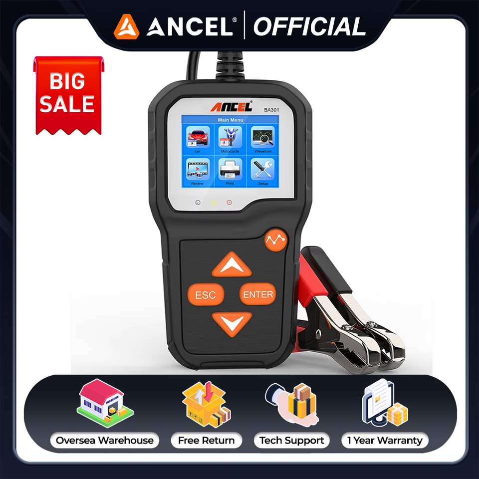 

Тестер аккумулятора Ancel BA301, 100-2000CCA, 6-12 В
