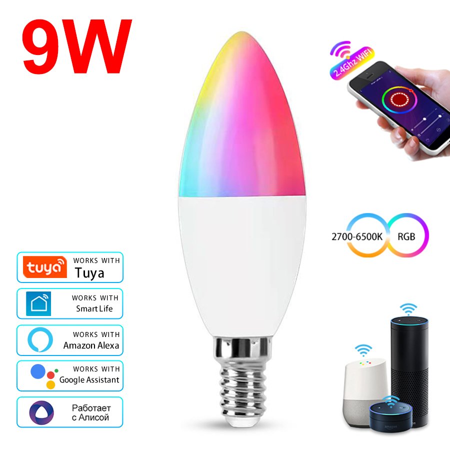 

Aamasun умная светодиодная лампа E14 RGB 5-9Вт