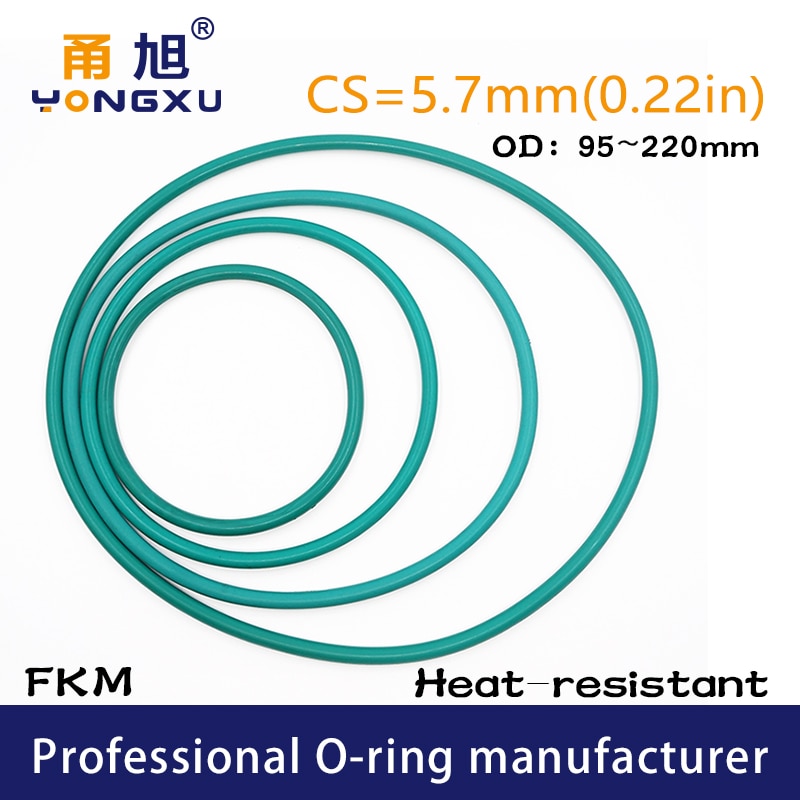 

Зеленые FKM резиновые фторруглеродные уплотнительные кольца CS5.7mm OD95/100/105/110/115/120/125/130/135/140*145 мм прокладка