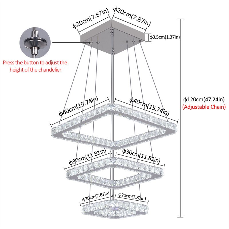 

Подвесная люстра GreeLustr квадратная хрустальная LED
