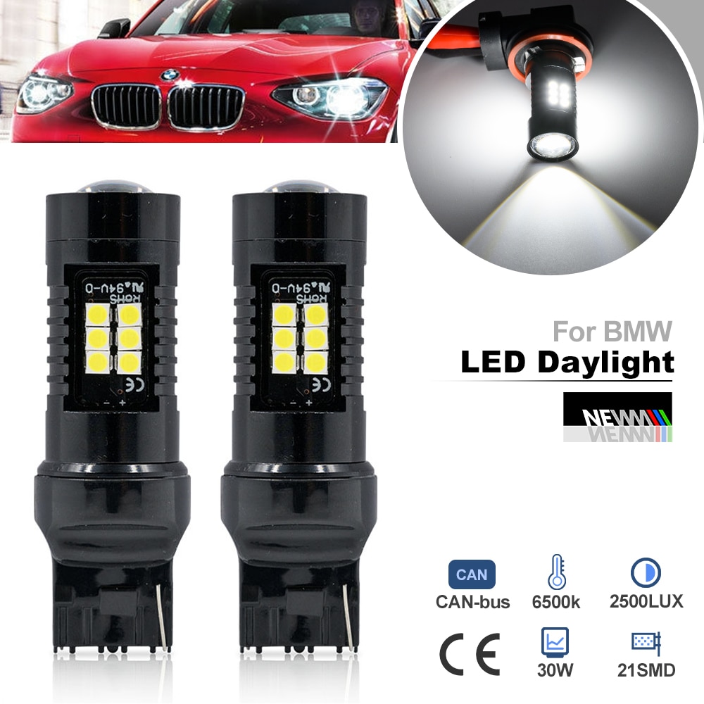 

Canbus 7440 T20 W21W Светодиодные дневные ходовые огни для BMW 1 серии F20 F21 2010 2011 2012 2013 2014 2015 Bimmer фары дневного света