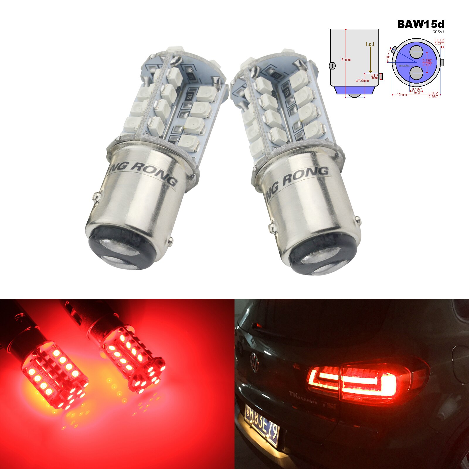 

2x567 PR21/5W 780 BAW15d Лампа 40 SMD Красный светодиод Противотуманные задние стоп-сигналы
