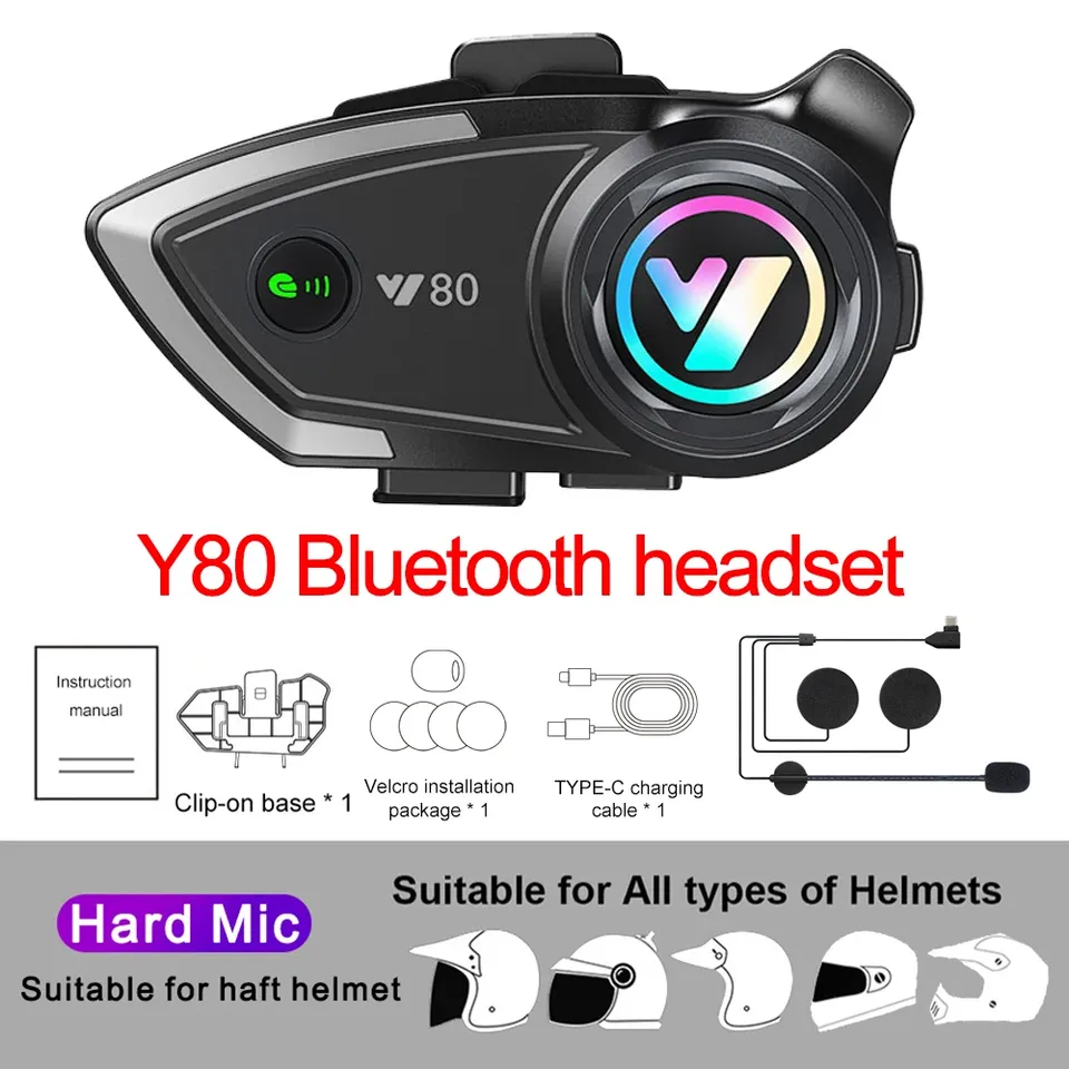 

Bluetooth-гарнитура Y80 для мотоциклетного шлема, 1000 м