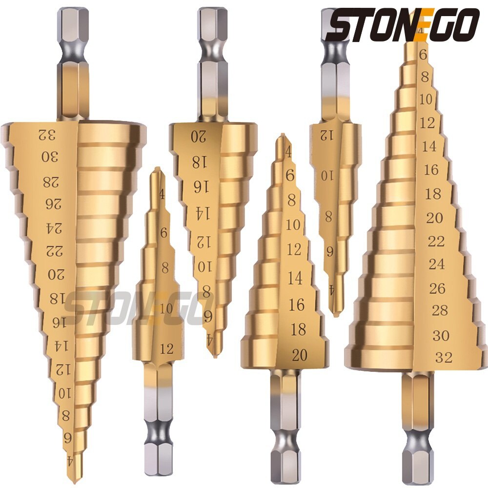 

Ступенчатое сверло Stonego 1/4", титановое покрытие