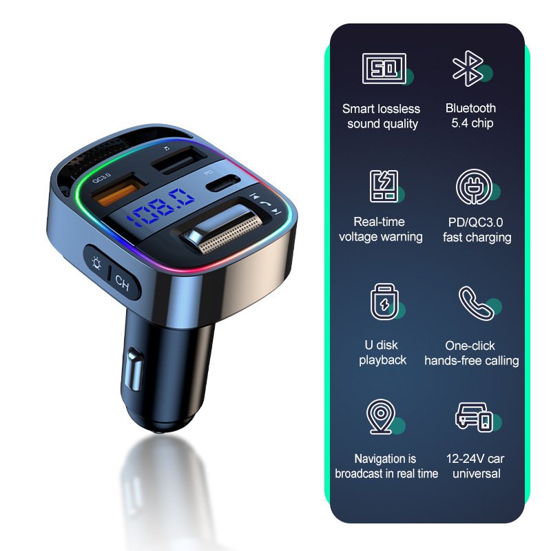 

INNOTREE Bluetooth-приемник 5,0 MP3 без потерь, воспроизведение окружающего света, автомобильное зарядное устройство, адаптер, быстрая зарядка, Bluetooth, громкая связь