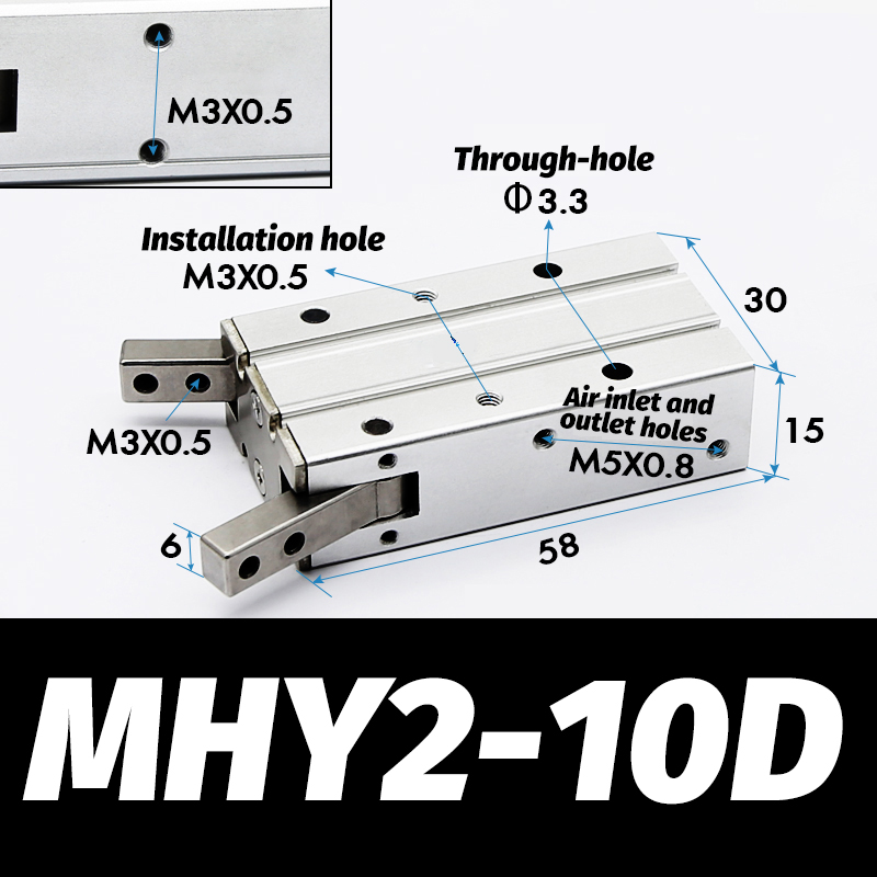 

Двухсторонний пневматический захват MHY2 10D 16D 20D 25D, диаметр 10-25 мм, SMC-тип, угловые алюминиевые зажимы 180 градусов, фотовысота