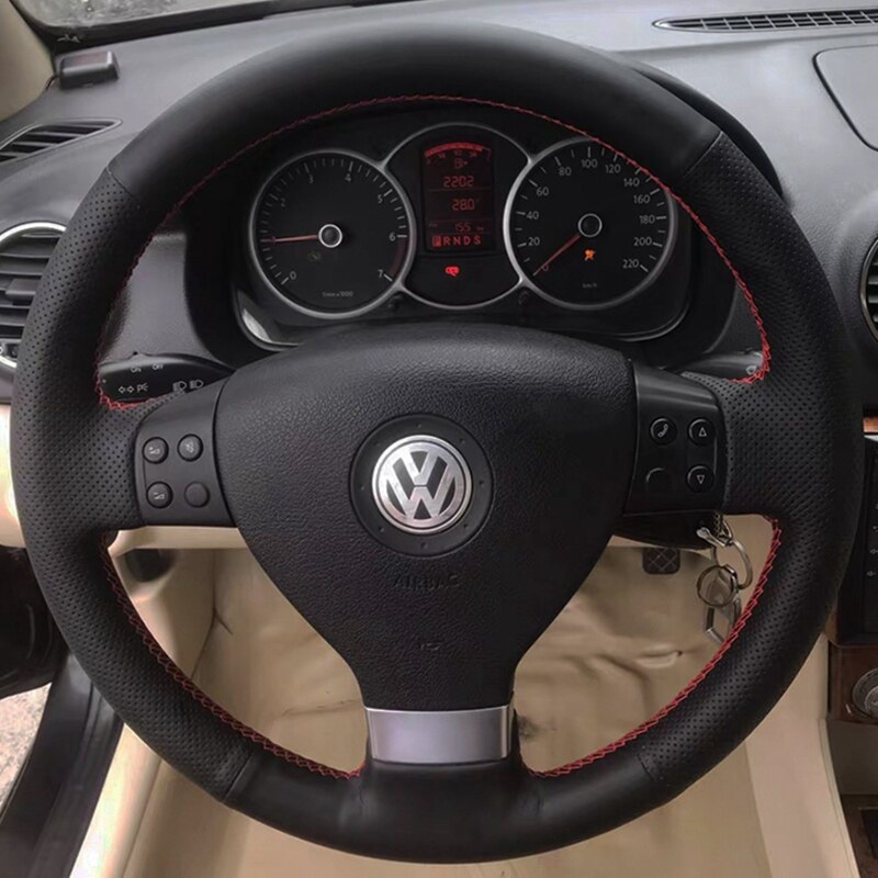 

Чехол на руль автомобиля с оплеткой из искусственной кожи для Volkswagen Golf 5 Mk5 Passat B6 Tiguan 2007-2011 автомобильные аксессуары