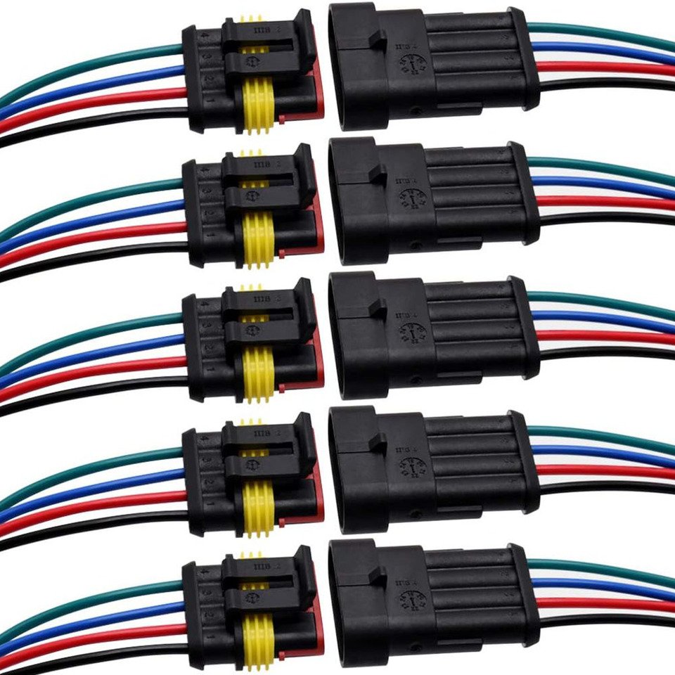 

Водонепроницаемые автомобильные разъемы 4-контакта 16 AWG, комплект из 5