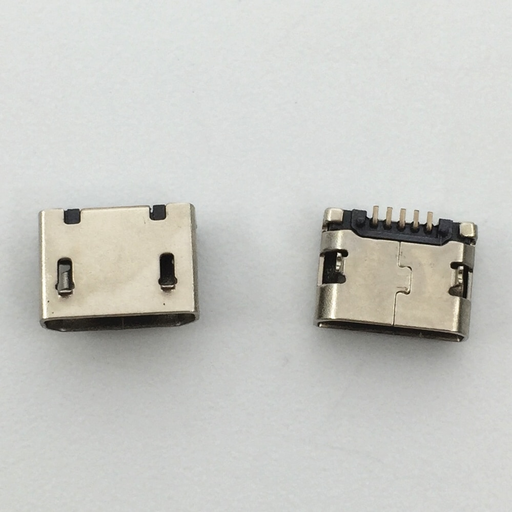 

50 шт. разъем Micro Mini USB 5-контактный 5,9 мм никелированный железный корпус типа DIP2 B с плоским ртом без керлинга сбоку Женский порт для зарядки