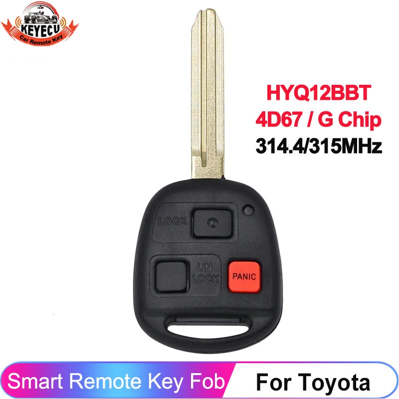 

KEYECU HYQ12BBT Автомобильный Дистанционный ключ 314,4 МГц 315 МГц 4D67/G чип для Toyota Land Cruiser FJ Cruiser TOY43 Blade 3 кнопки 89070-60750