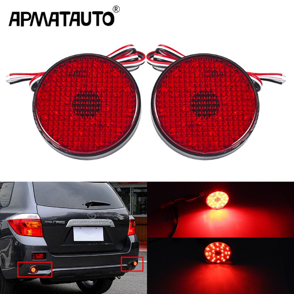 

2 × круглые светодиодные отражатели бампера 5,8 см для Toyota Highlander Sequoia Noah Fortuner Mitsubithi ASX задние/тормозные задние противотуманные фары