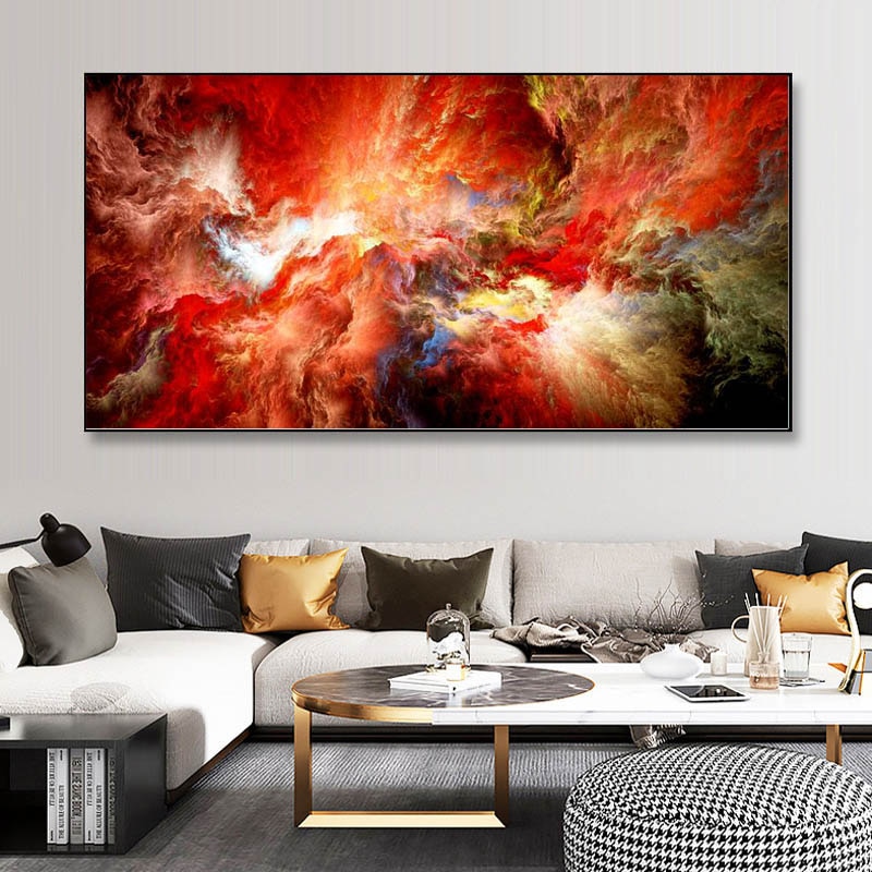 

RELIABLI ART Аbstract Colorful Blue Cloud Canvas Painting