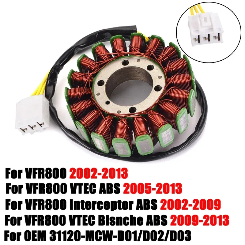 

Катушка статора для Honda VFR800 VFR800F VFR 800 800FI 1998-2001 ABS 2002-2013 2012 2011 2010 2009 VFR800 VTEC Interceptor VFR-800