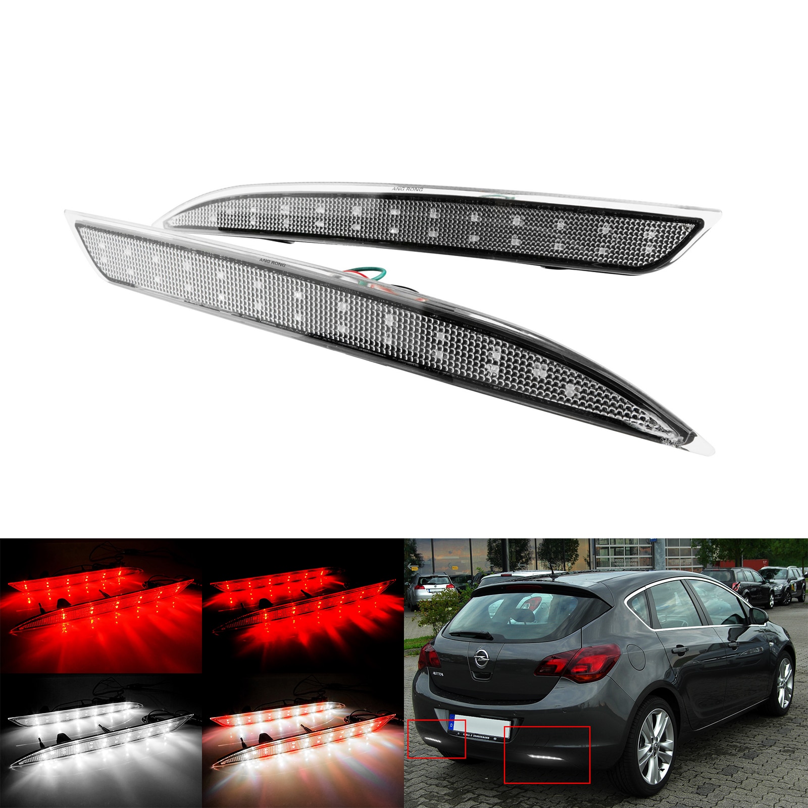 

ANGRONG 2X для 2009-12 Opel Vauxhall Astra J светодиодный отражатель заднего бампера стоп-сигнал Великобритания