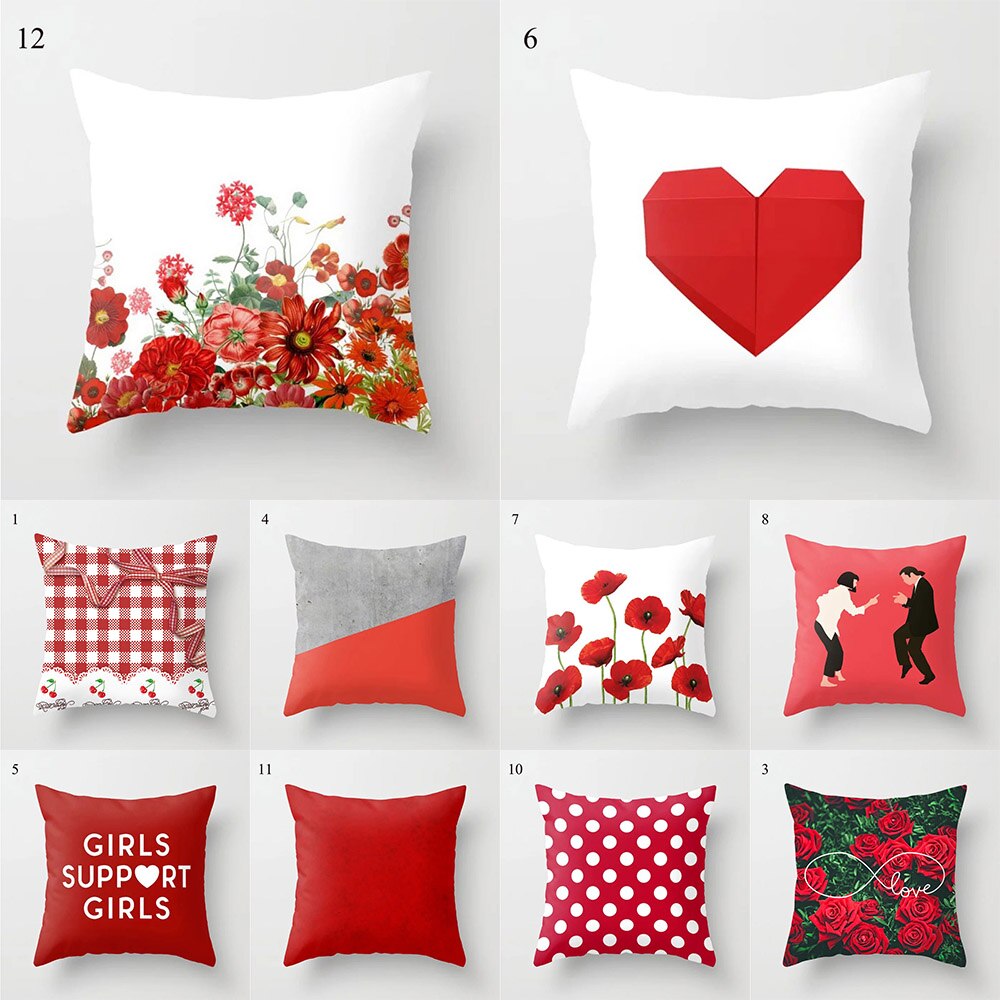 

Декоративная наволочка Red Flower Geometric Print Polyester Velour