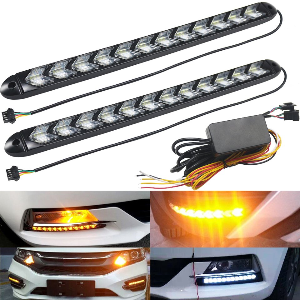 

Светодиодные гибкие DRL дневные ходовые огни указатель поворота белый/янтарный переключатель динамический стример Knight Rider полоса света фара