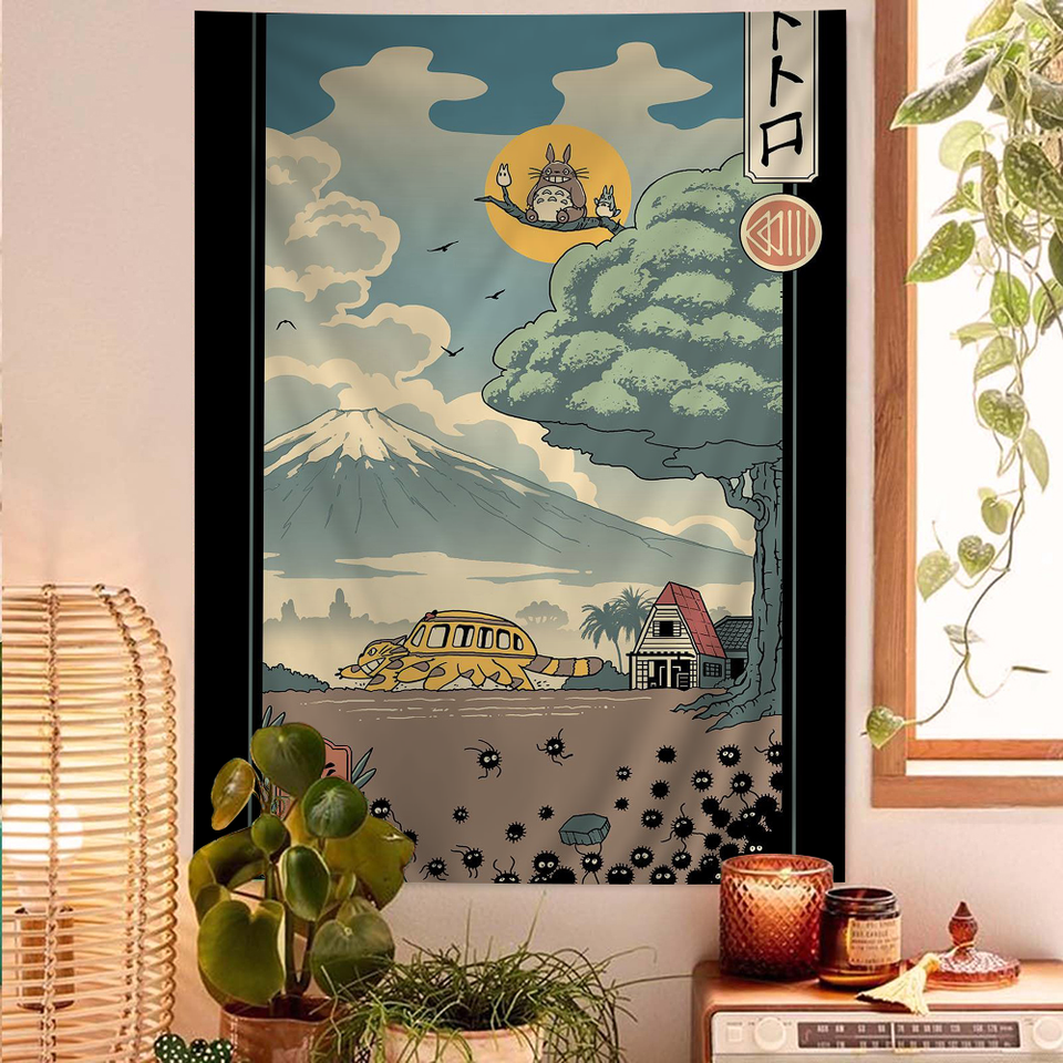 

Студия Ghibli Ukiyo-e Collection Настенный Гобелен Замок В Небе Аниме Плакат Японский Пейзаж Таро Декор Для Общежития Полиэст...