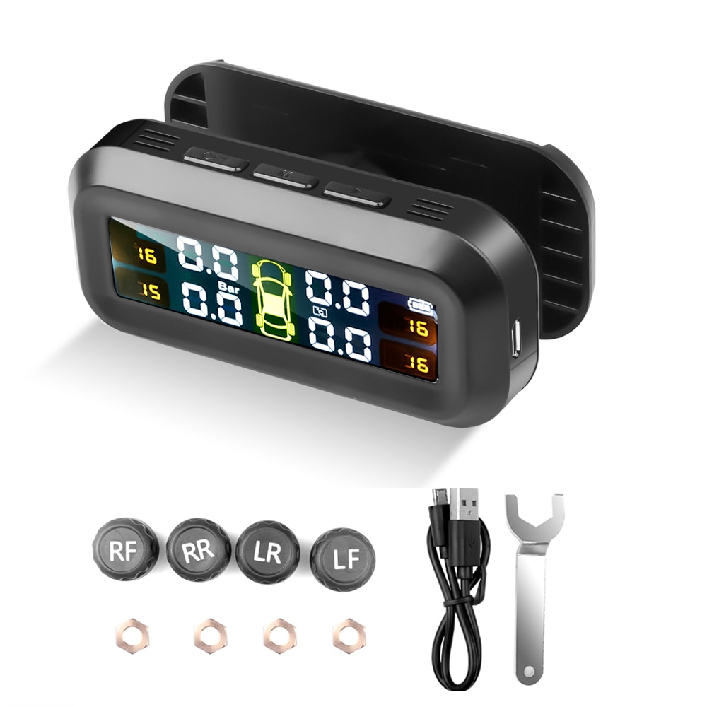 

Система контроля давления в шинах Tpms, на солнечных батареях, 4 датчика, предупреждение о температуре