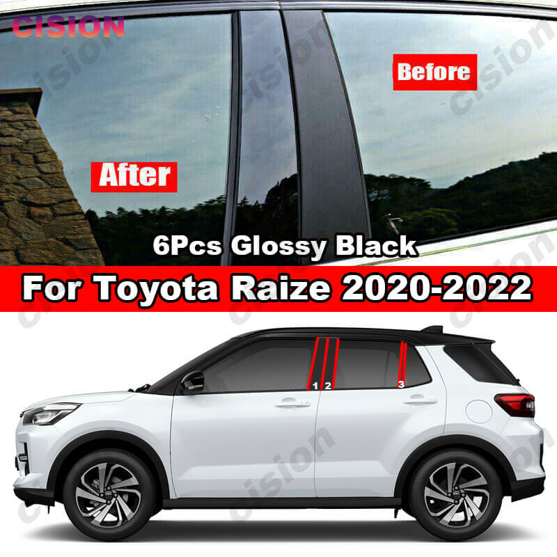 

Зеркальный эффект для Toyota Raize 2020-2022, автомобильная оконная дверь, колонна BC, столб, крышка, отделка, углеродное волокно, черная наклейка из поликарбоната