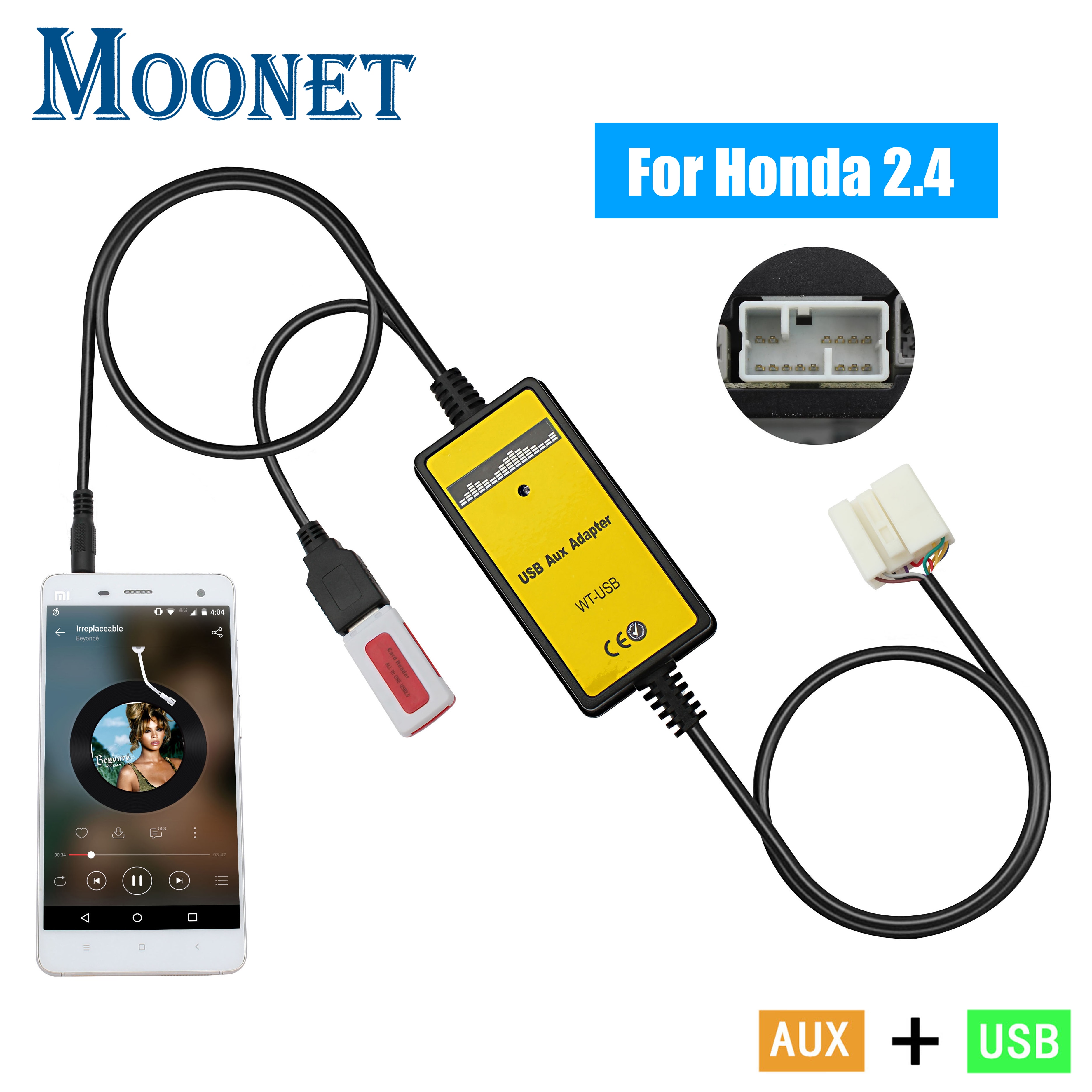 

Автомобильный аудио MP3 вход Moonet USB AUX адаптер сменный CD для Honda Accord Pilot S2000 Civic CR-V Acura MDX TSX