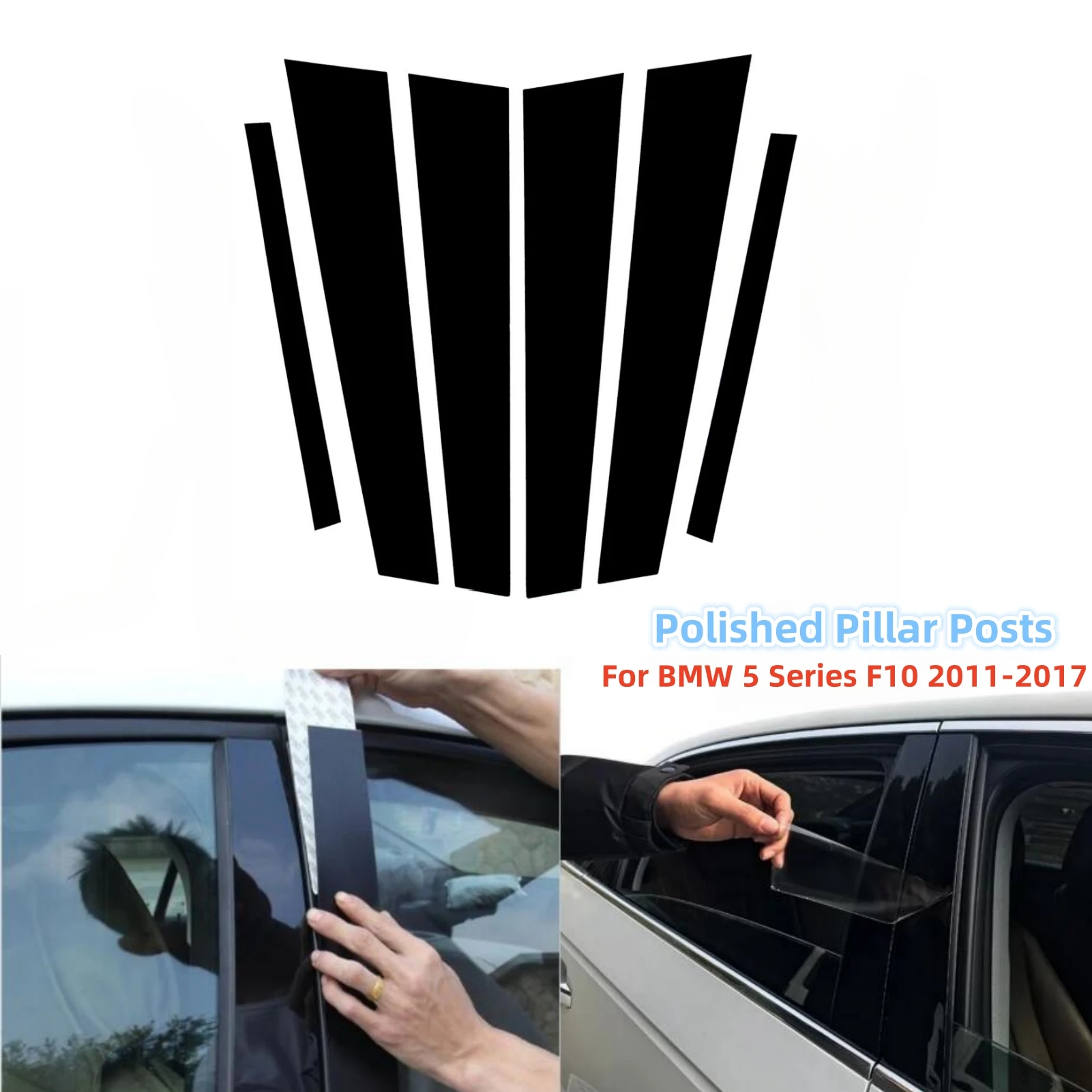 

Аксессуары для BMW F10, 5 серии, 2011-2017, 6 шт., полированные столбики, отделка окон, накладка на колонку BC, наклейка на колонку, для тюнинга внешней поверхности автомобиля
