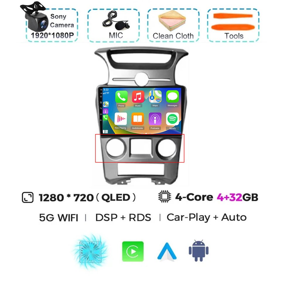 

Android 14 Carplay Auto для Kia carens 2006 2007 2008 2009-2012 2 Din Автомобильный мультимедийный стереоплеер GPS-навигация Wi-Fi FM-система