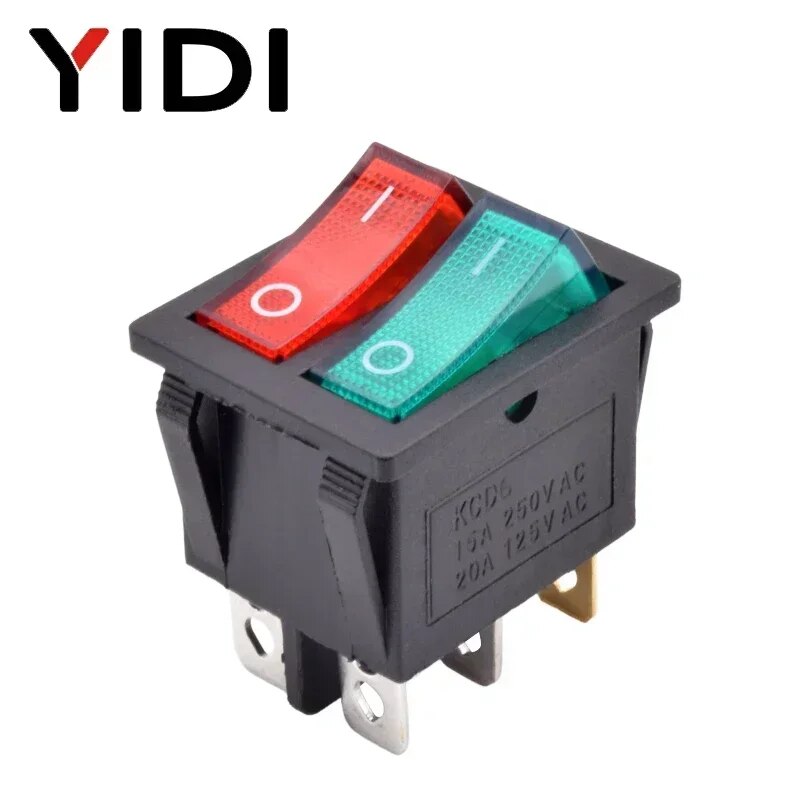 

Пластиковый двухкнопочный переключатель YIDI KCD6 12/220В