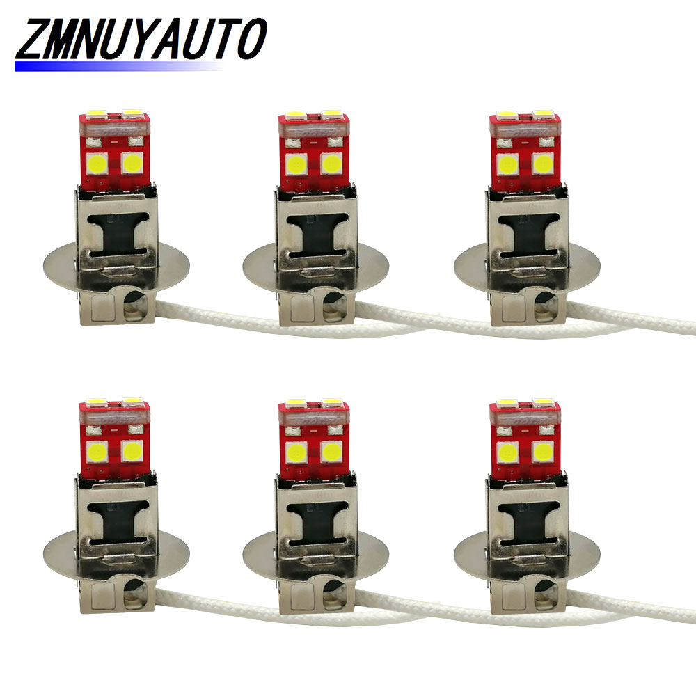 

6 шт. светодиодные H3 H1 белые 3030 6 SMD СВЕТОДИОДНЫЙ Сменные лампы для автомобильных противотуманных фар автомобильная лампа DRL 12 В