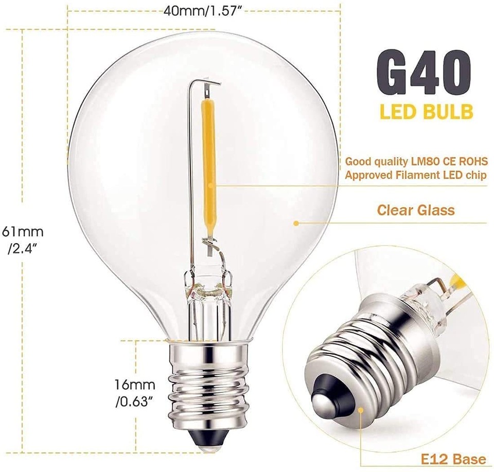 

Винтажная светодиодная лампочка G40 NoEnName_Null 1Вт 220В