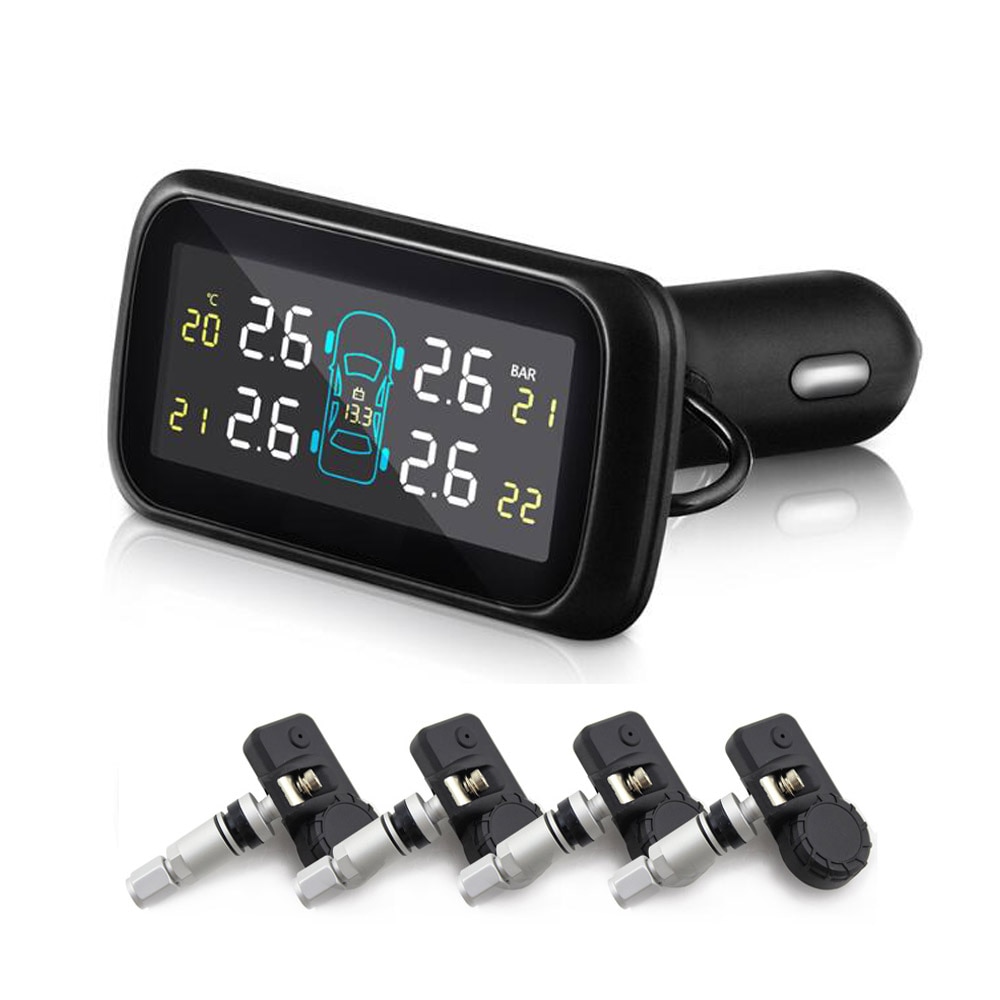 

U903 Автомобильная система контроля давления в шинах TPMS, четыре внешних беспроводных датчика TPMS, инструмент для монитора, диагностический инструмент, прикуриватель