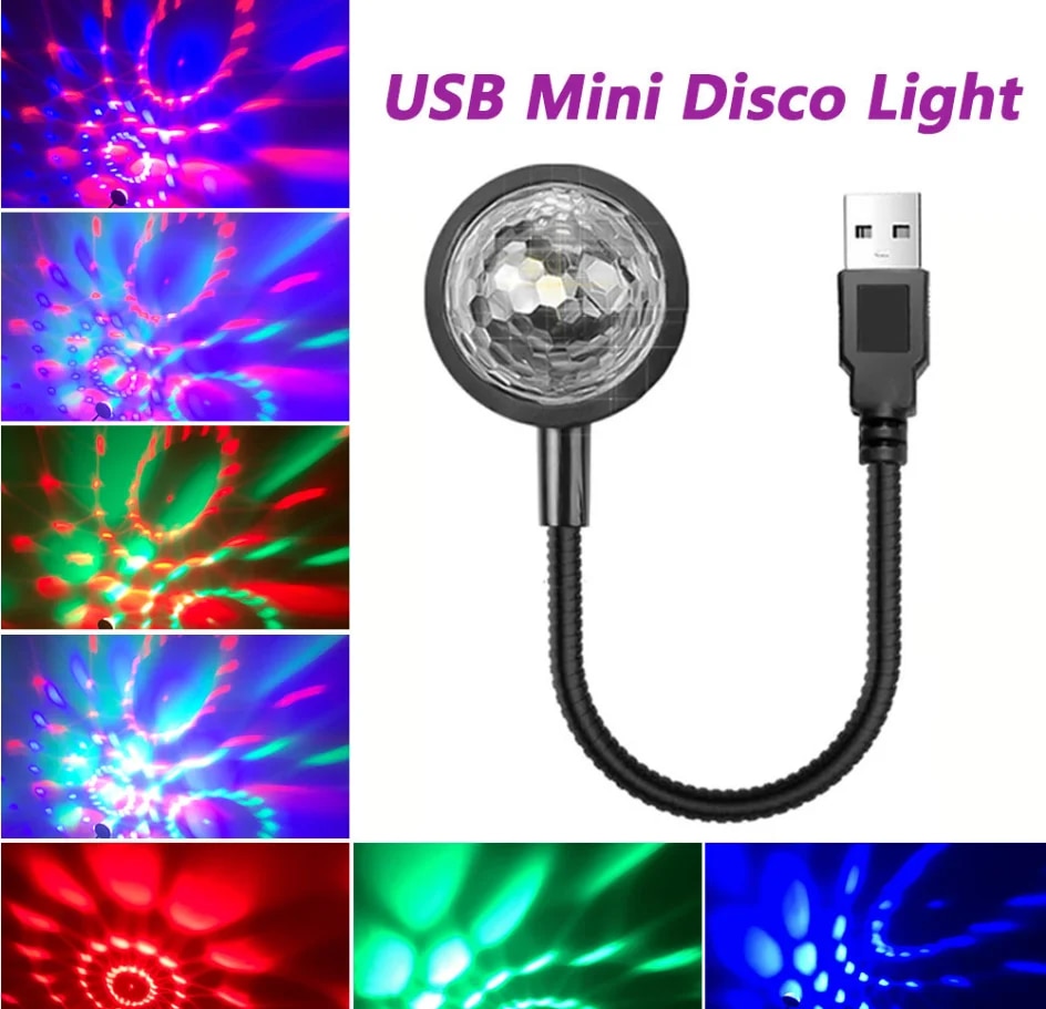 

Освещение для диджея, функция освещения, USB, мини-диско-шар, освещение RGB, многоцветное украшение для автомобильной атмосферы, лампа, волшебный стробоскоп