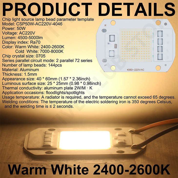 

Светодиодный чип COB лампа 50 Вт AC 220 В 240 В IP65 2600 К 8000 К Smart IC Нет необходимости драйвер DIY Прожектор Светодиодная лампа Прожектор Наружная лампа из бисера