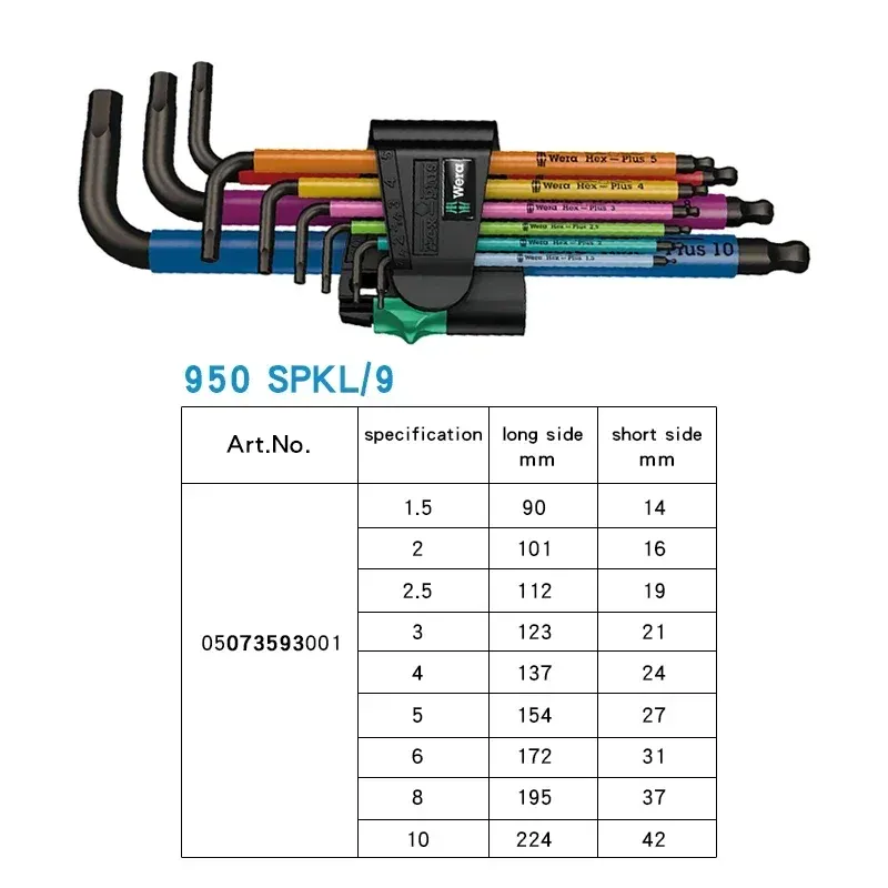 

Набор шестигранных ключей WERA SPKL/9 SM N SB