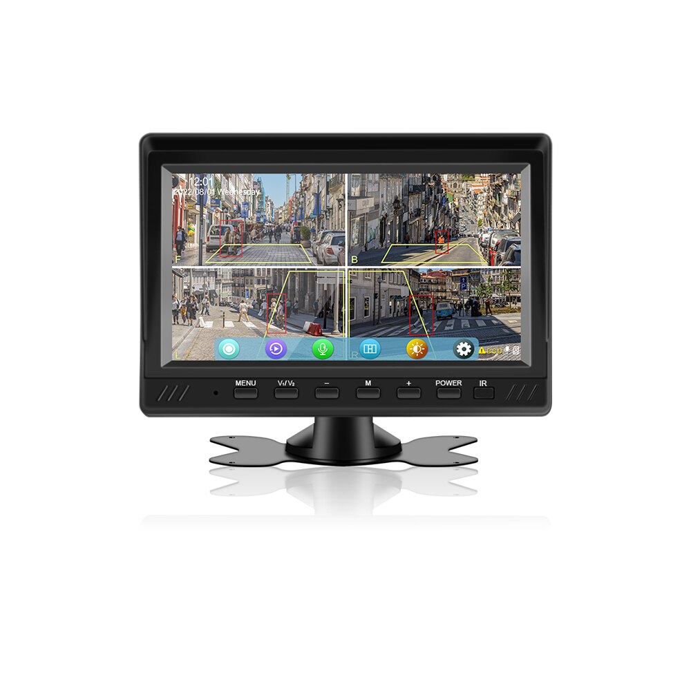 

7-дюймовый AHD 4-канальный монитор для грузовика, запись BSD, видеорегистратор 1080P, автомобильная камера заднего вида, IPS-экран, поддержка обнаружения слепых зон