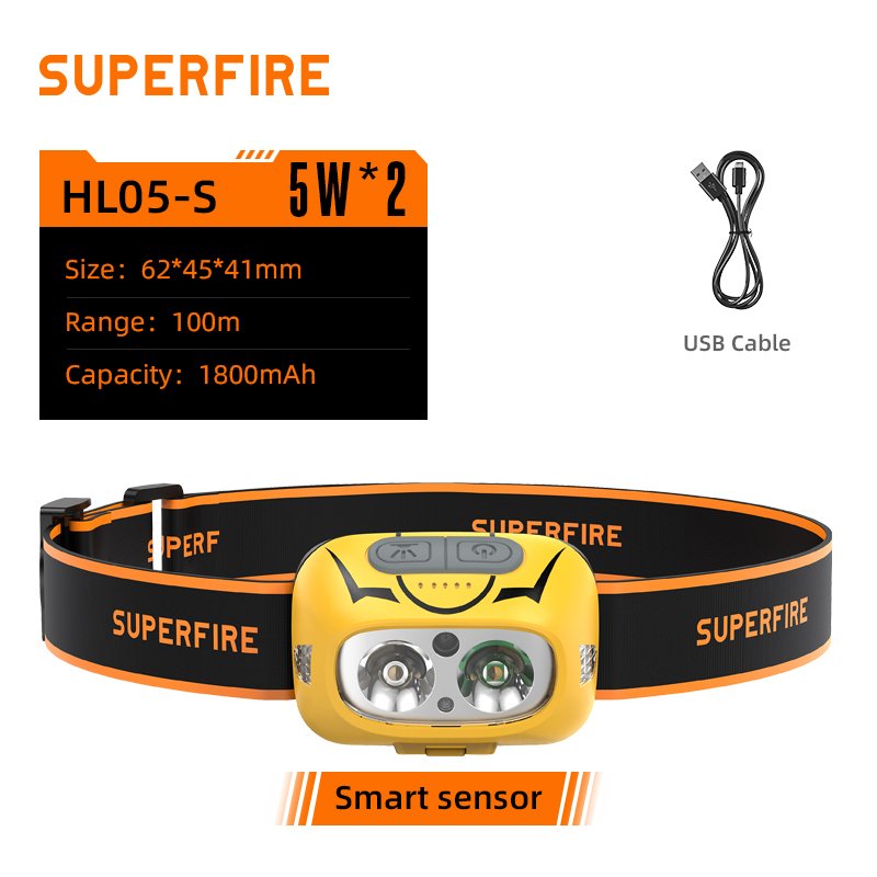 

SuperFire HL05-S Налобный Фонарь 5Вт Белый+Желтый