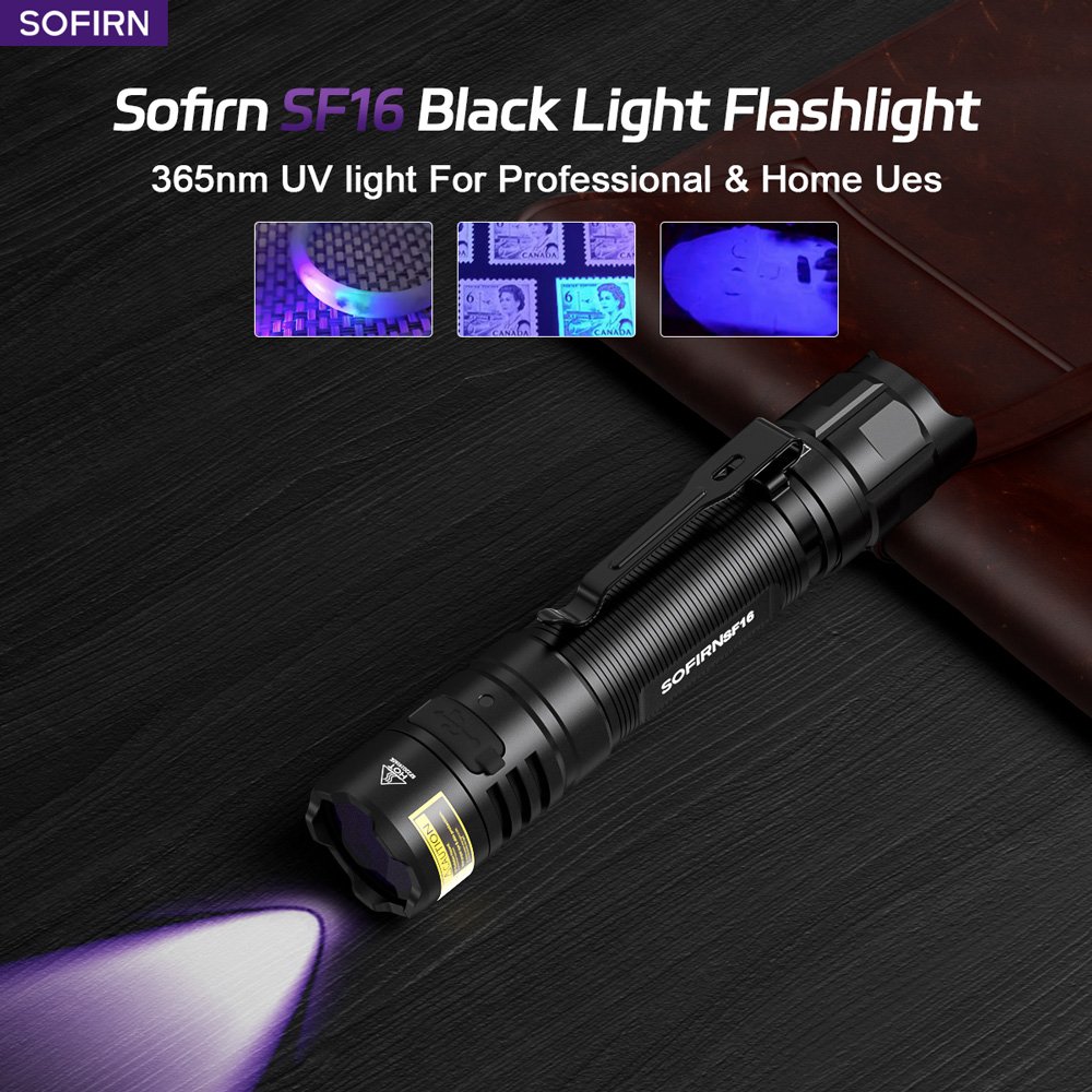 

Sofirn SF16 SST08 УФ-фонарик 365 нм Портативный 18650 USB C Перезаряжаемый ультрафиолетовый фонарь для обнаружения/домашних животных/сирей/бнег