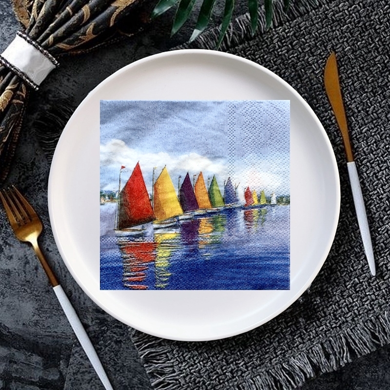 

Бумажные салфетки для декупажа Vintage Colored Sailboats 20 шт.