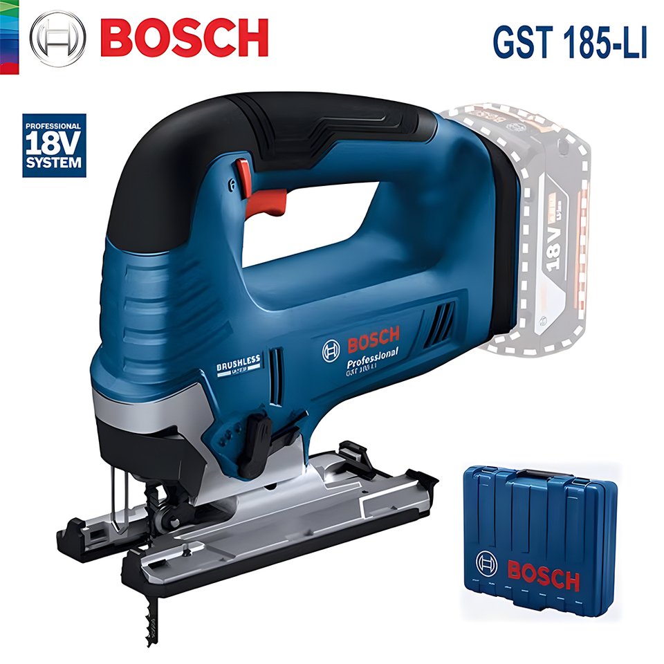 

Беспроводной Лобзик Bosch GST185 Li, бесщеточный Электрический лобзик, 6-Скоростной 4-позиционный орбитальный зажим, деревообрабатывающая пила, электроинструмент Bosch