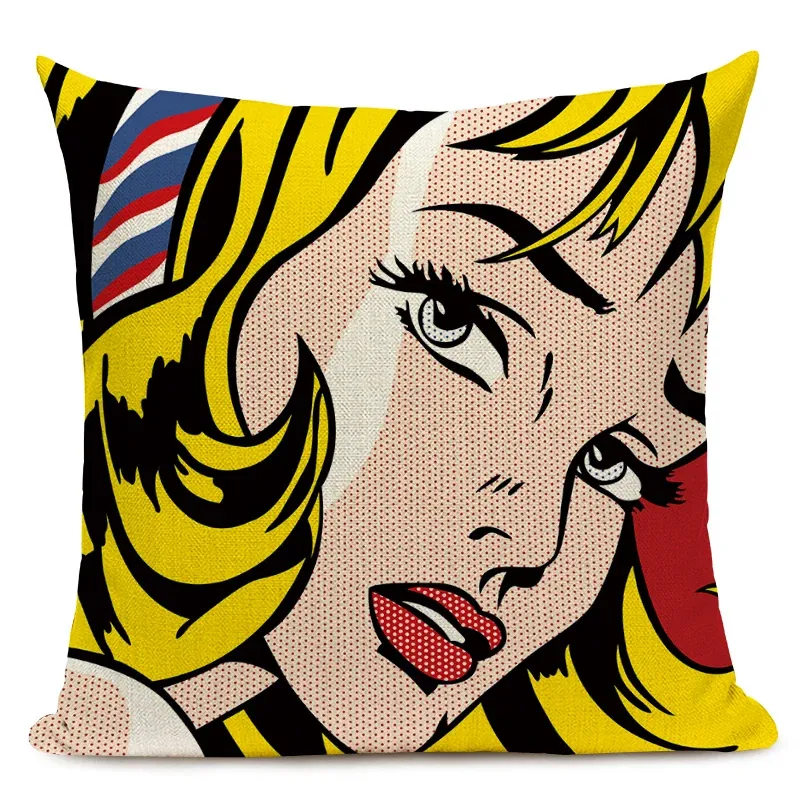 

Чехол для подушки F&G, лен/хлопок, 45x45 см, американское аниме поп-арт