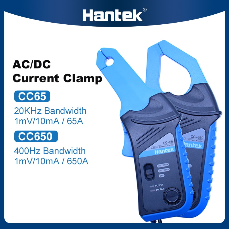 

Осциллограф Hantek CC65 CC650, датчик переменного/постоянного тока с зажимом, пропускная способность 20 кГц/400 Гц, 1mV/10mA 65A/650A/800A, с разъемом BNC