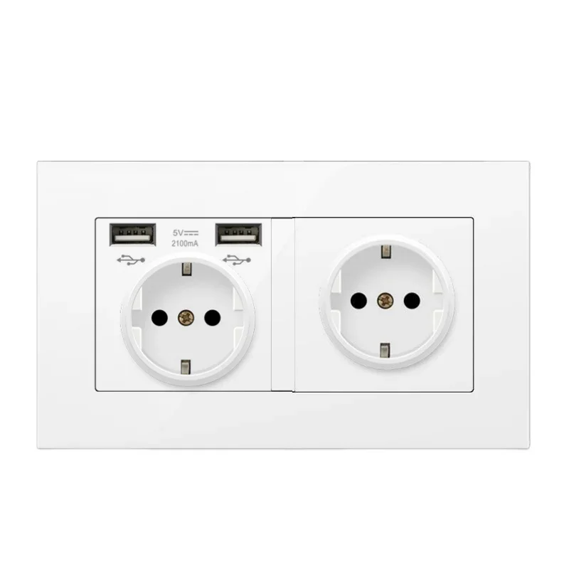 

Черная двойная розетка Depo Guye 16А с USB