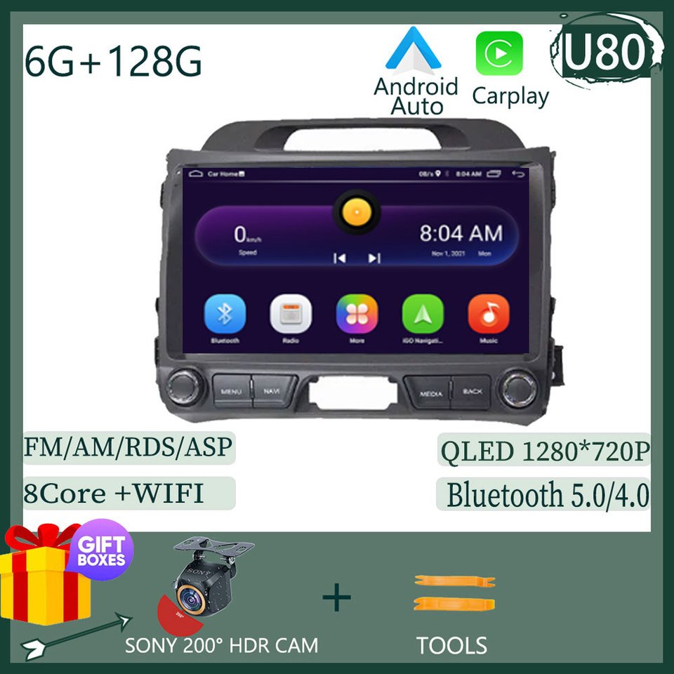 

Carplay Android 14 для KIA Sportage 3 2010 2011-2016 Стерео BT Автомобильный мультимедийный плеер Навигация QLED Экран без 2 din DVD 5G WIFI