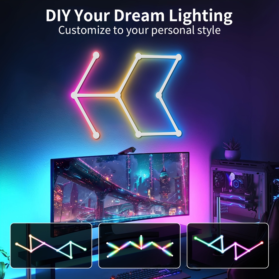 

Умный Bluetooth Светодиодный Настенный Светильник Usb Diy Синхронизация Музыки Атмосфера Световая Панель Rgb Ночник Для Спаль...