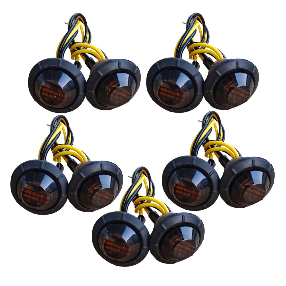 

10 x Маленький круглый дымчатый боковой габаритный фонарь для грузовика, светодиодный фонарь 12 В, габаритные фонари для прицепа, наружные фонари для лодки, автофургона, красный, белый, янтарь